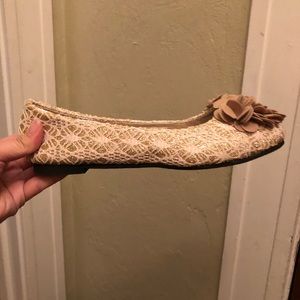 Gold Flats With Front Ruffle Design